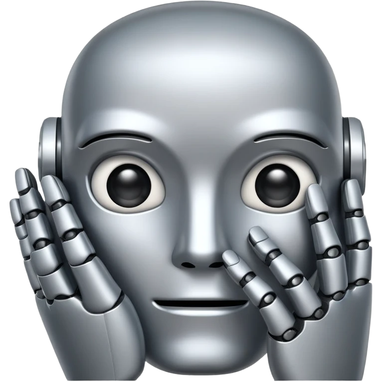 robot face peeking through fingers emoji