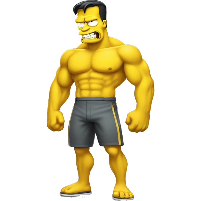 muscular in simpsons style in yellow color  emoji