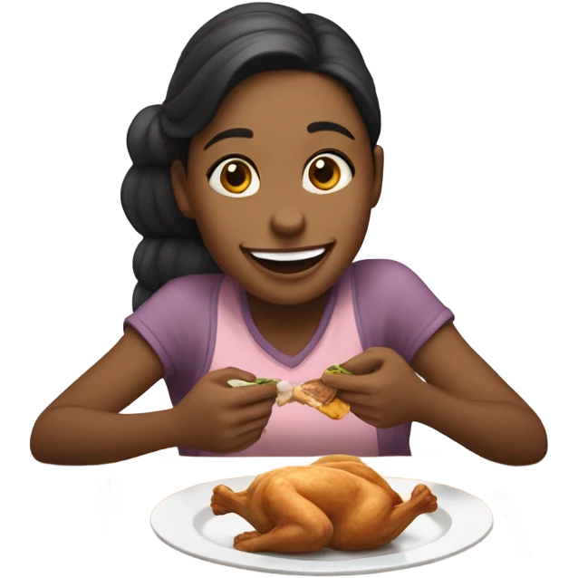 Girl eating chicken  emoji