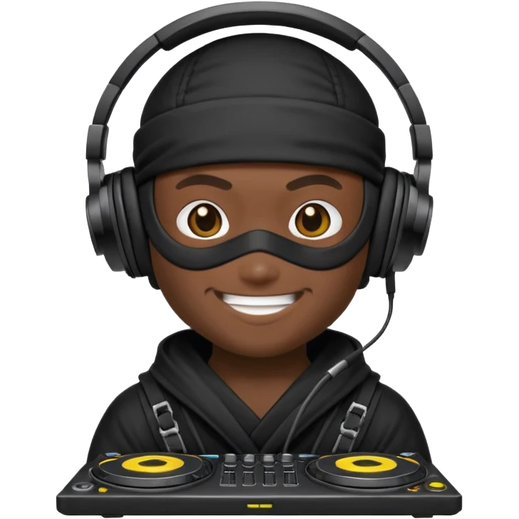Make a customized    emoji that has dj headphones on and a ninja outfit emoji
