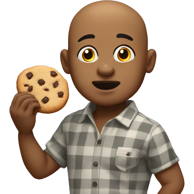 Big bald boy eating Cookie emoji