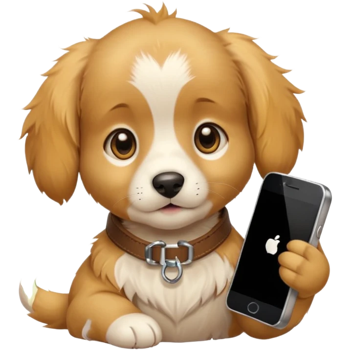 puppy with phone emoji