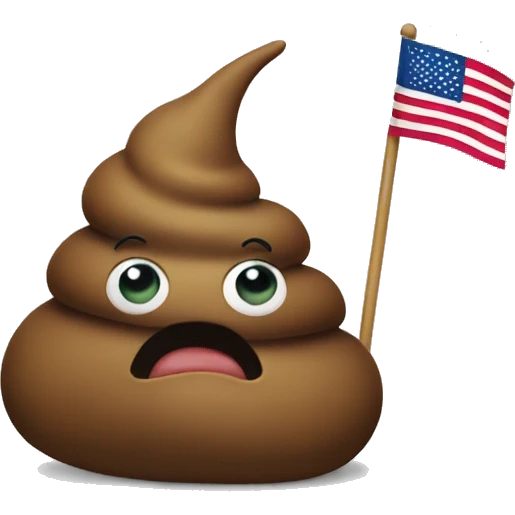 Poop with a flag that says number two emoji