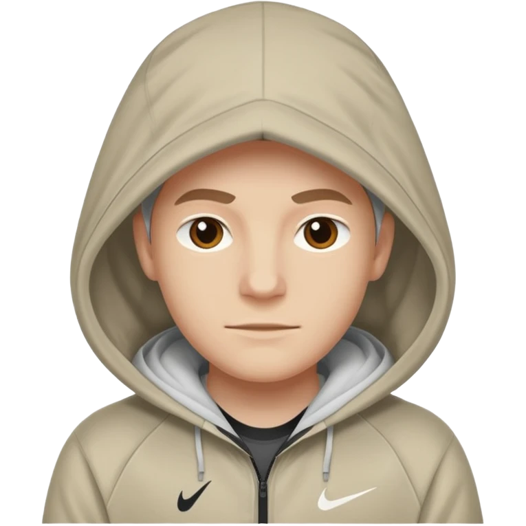 White person wearing a Nike Tex with hood emoji