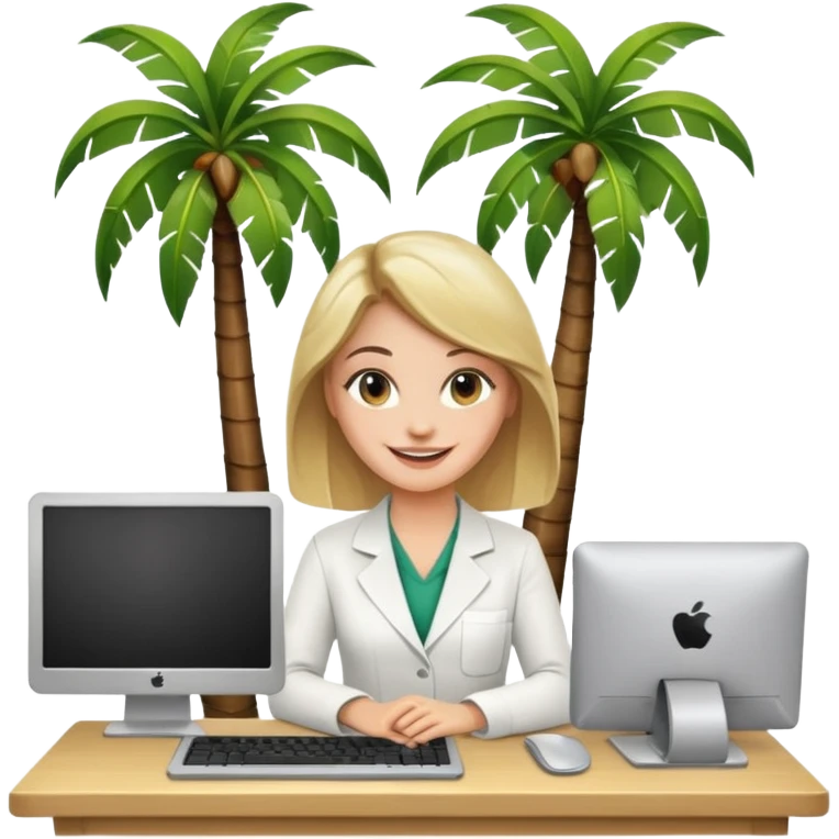 nutricionist with one computer palm tree  emoji