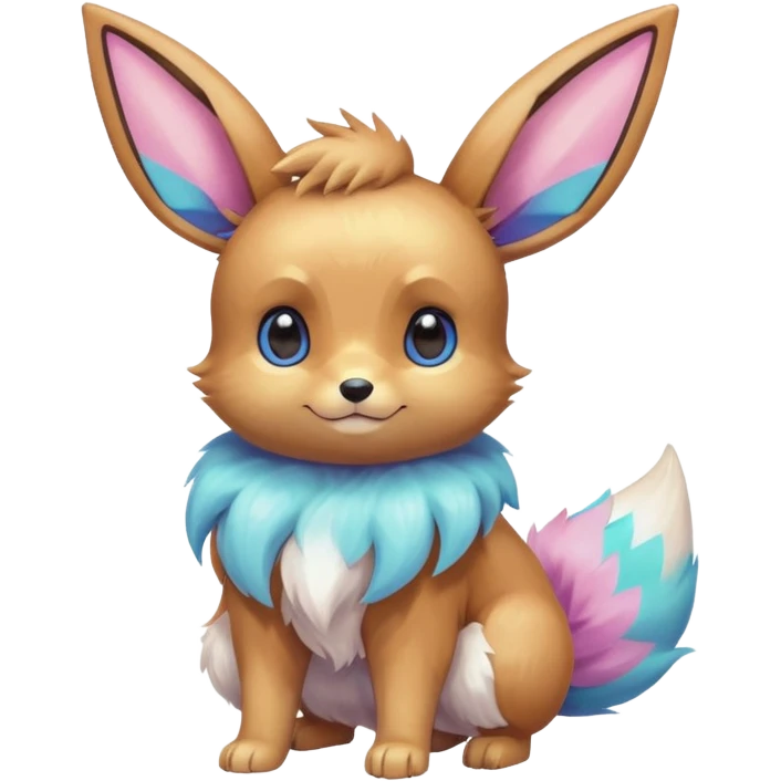 Kawaii Shiny Colorful Pastel Eevee Full Body emoji