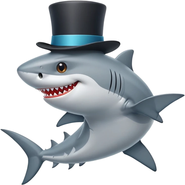 Shark with a top hat emoji
