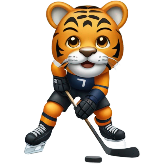 Tiger playing hockey  emoji