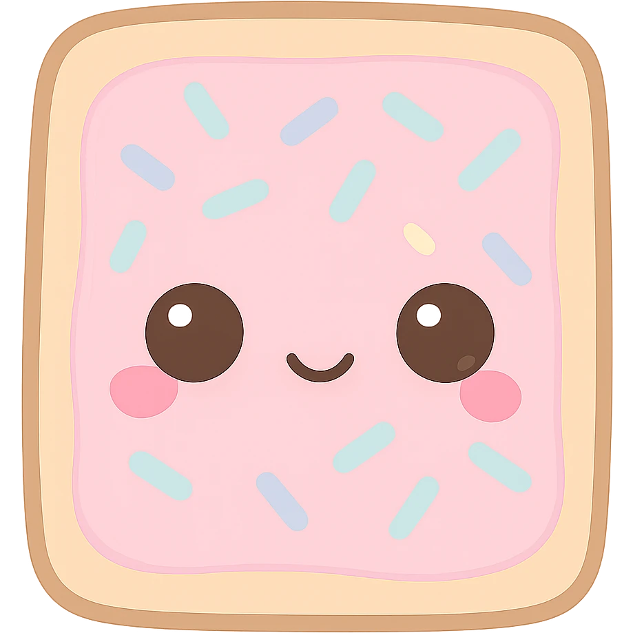 Enhance the pink frosting on the chibi poptart to be a little more pink and vibrant, while keeping the rest of the poptart the same. Maintain the transparent background. emoji