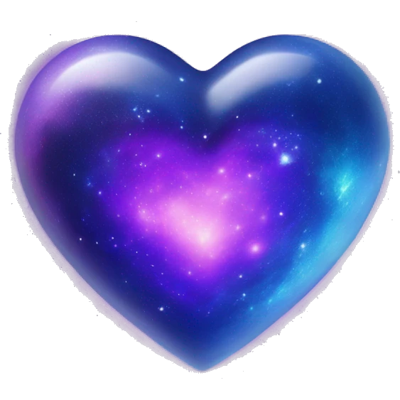 shiny BLUE galaxy heart with purple hints emoji