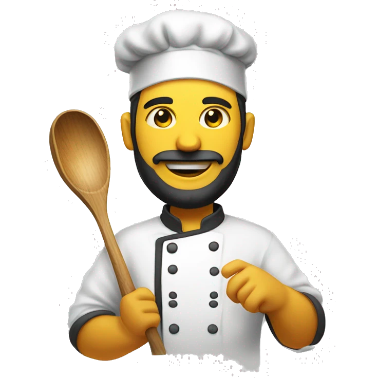 Chef, yellow skin, growing beard. with a wooden ladle in hand emoji