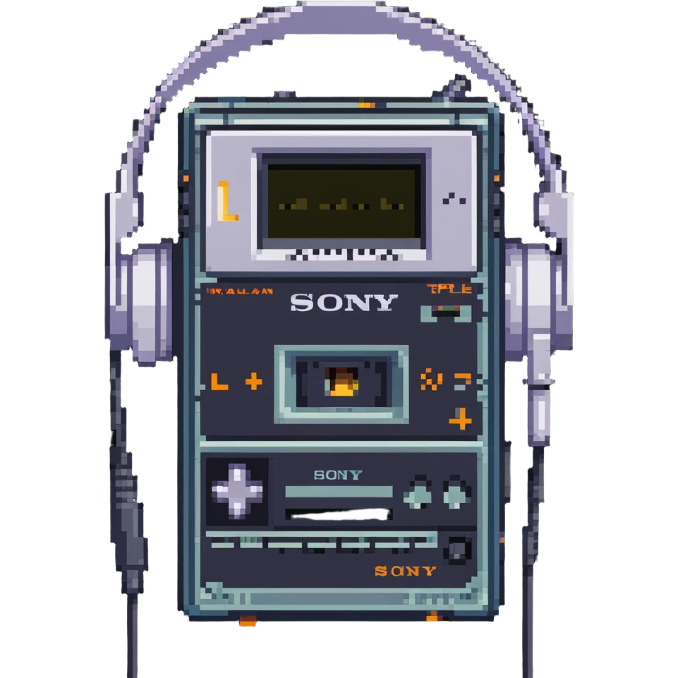 Sony Walkman TPS-L2 cassette player with headphones emoji
