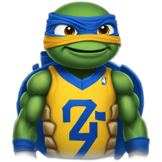 ninja turtle wearing a golden state jersey emoji