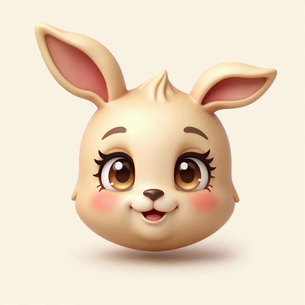 realistic emoji of a café latte vanille with expressive doe eyes and pink cheeks, transparent background emoji