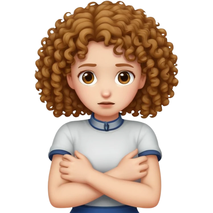 Girl with curly hair crossed arms choking emoji
