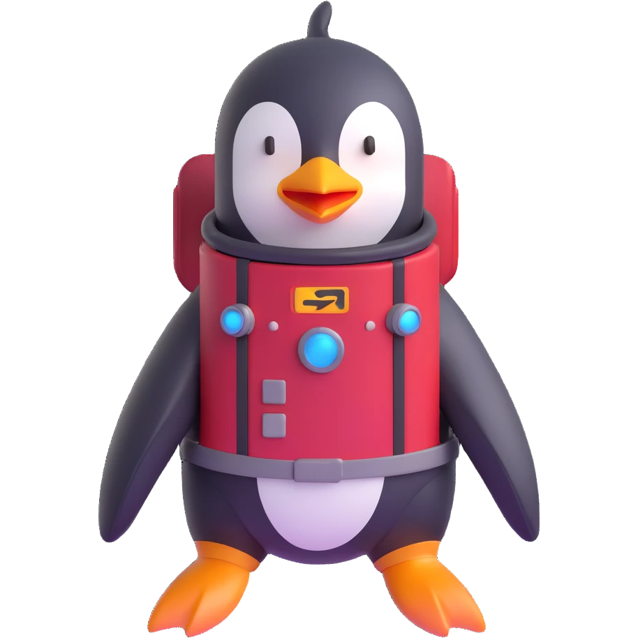 penguin with a jetpack emoji
