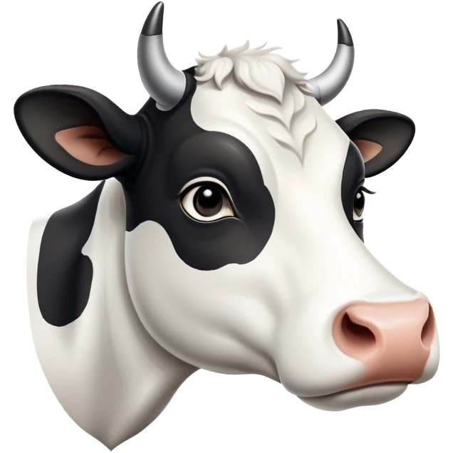 cinematic-noble-black-and-white-cow-portrait-emoji,-poised-and-regal,-with-a-large,-sturdy-build-and-a-beautifully-patterned-hide-of-rich-black-accented-by-crisp-white-patches,-deep-set-soulful-brown-eyes,-simplified-yet-sharp-and-sophisticated emoji