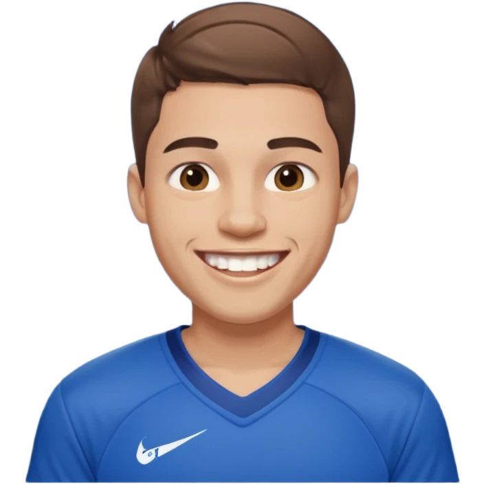 ["Light-skinned male, short brown hair, wearing a blue Warriors jersey."] emoji