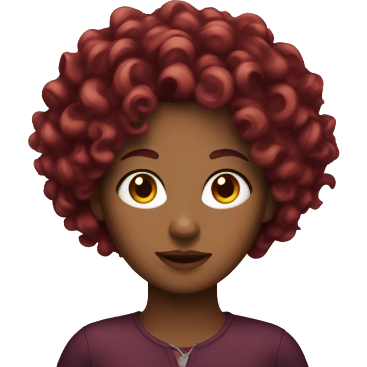 Curly women with burgundy hair emoji