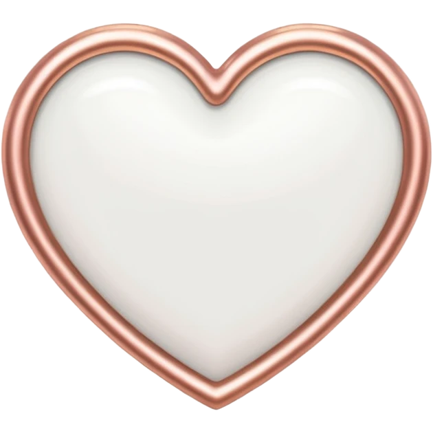 white heart with metallic rose gold border emoji