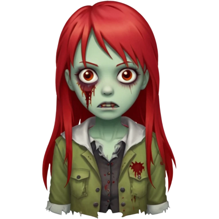 create a zombie girl with red long hair and straight down bangs emoji