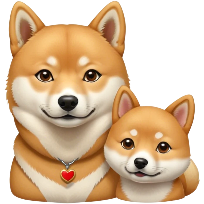 Korean Jindo with a shiba inu in love emoji