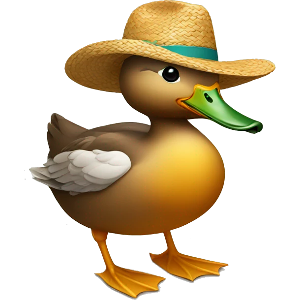 Duck with straw hat emoji