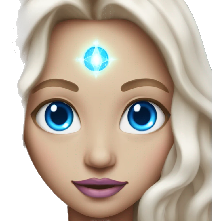 magical diva with pink andromedan skin long hair and blue eyes glowing third eye emoji