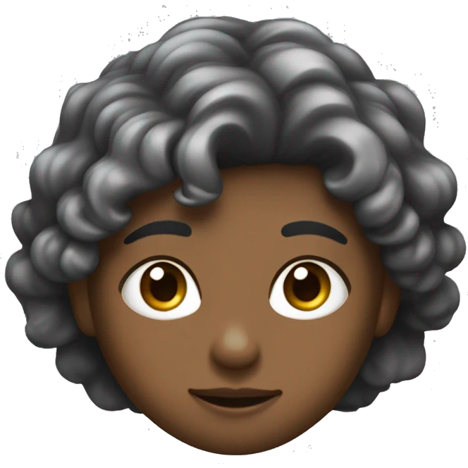cheveux noir avec un peu de gris petit yeux et peau bronzé emoji