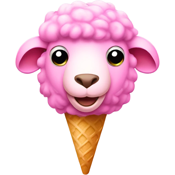 A pink sheep with a ice cream emoji