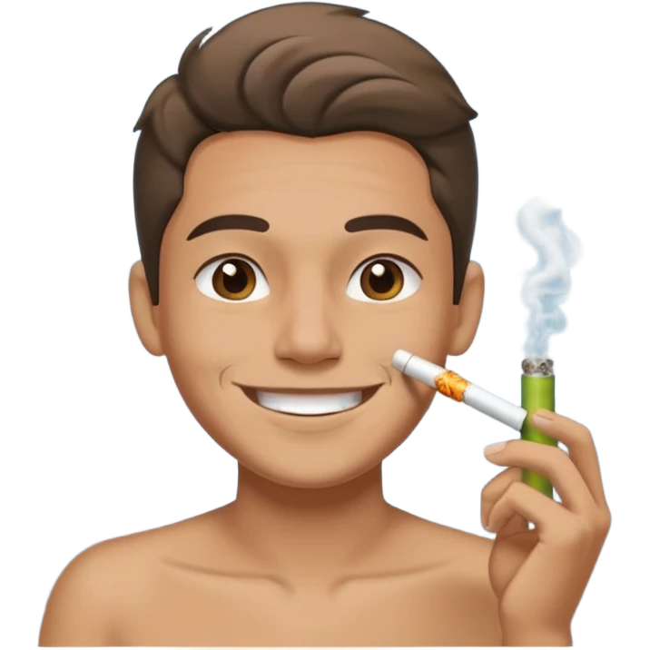 Zyn can character, smiling, exhaling smoke from a joint emoji