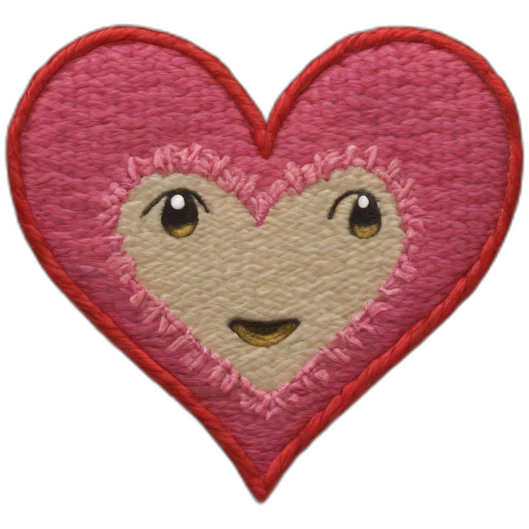 Embroidery of heart emoji