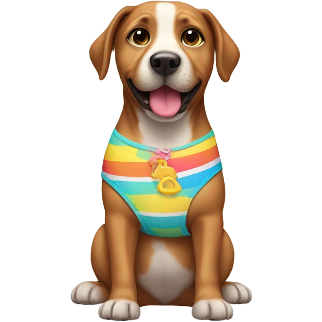 Dog wearing bikini emoji