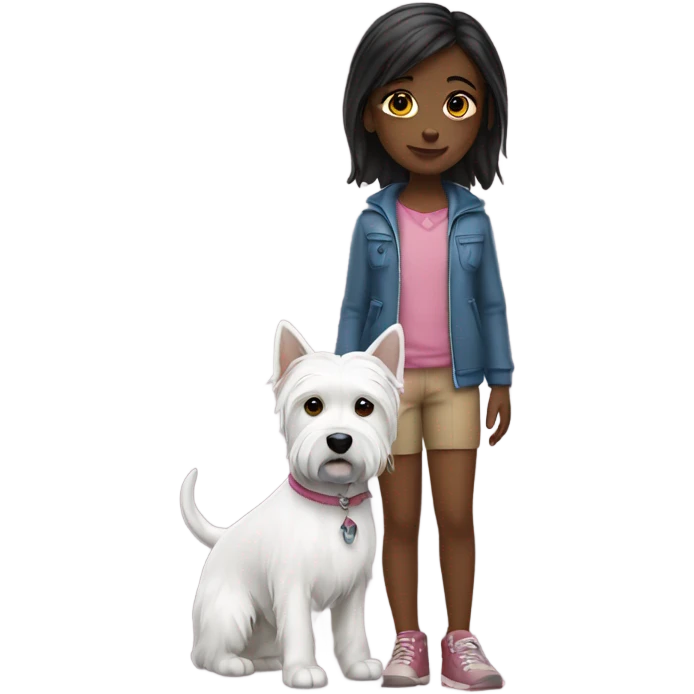 A girl with a westie dog emoji
