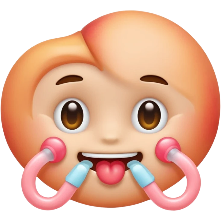 Blushing emoji using pacifier emoji