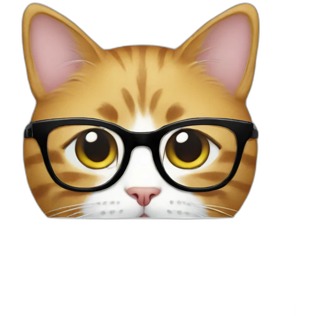 Cat with glasses works on the laptop emoji