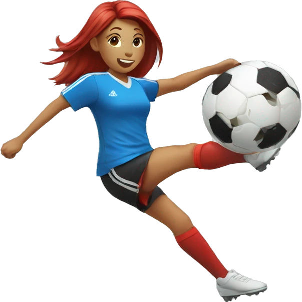 blod girl kicking a soccer ball in the air emoji