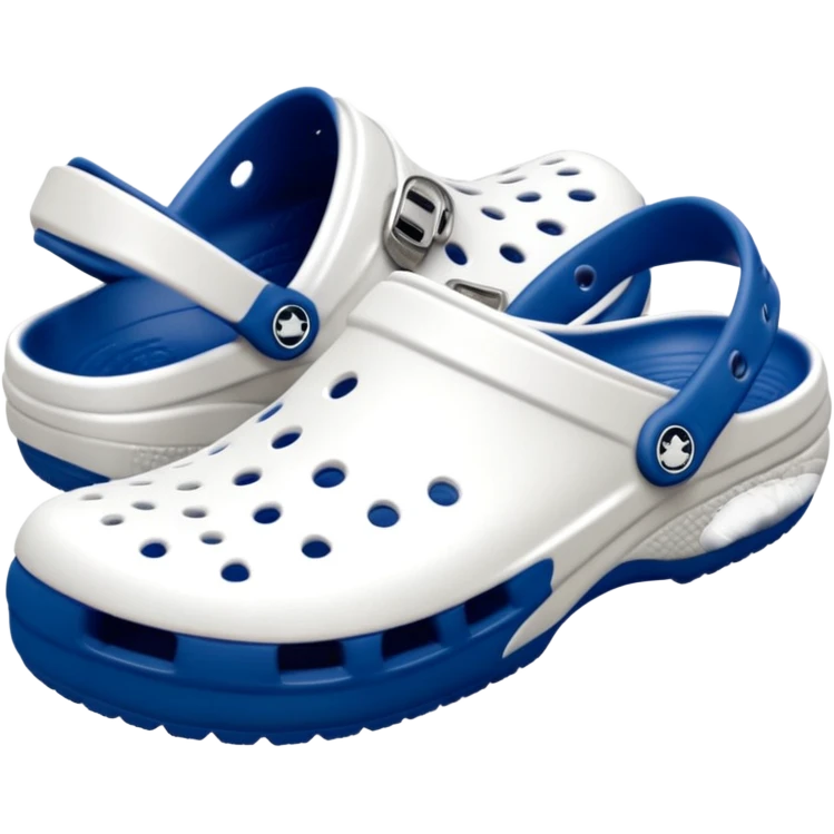Pure white Crocs clogs, all-white straps and sole, no blue or other colors, matte white material, ventilation holes, dark background, realistic product photo, monochrome white only, no logos. bottom white emoji