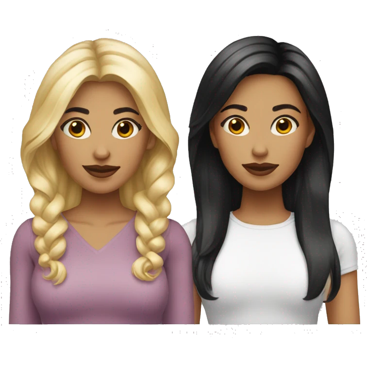 two-women-with-black-and-blond-midi lenght hair full mody emoji
