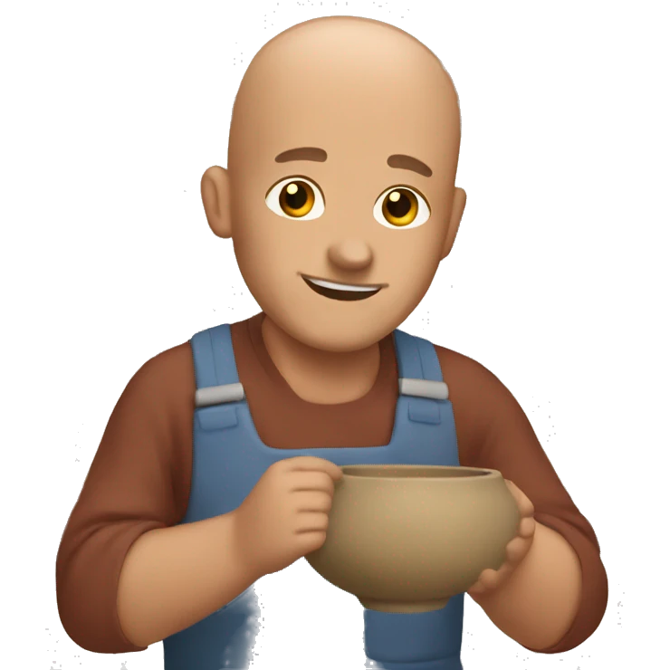 Bald man working with Pottery  emoji