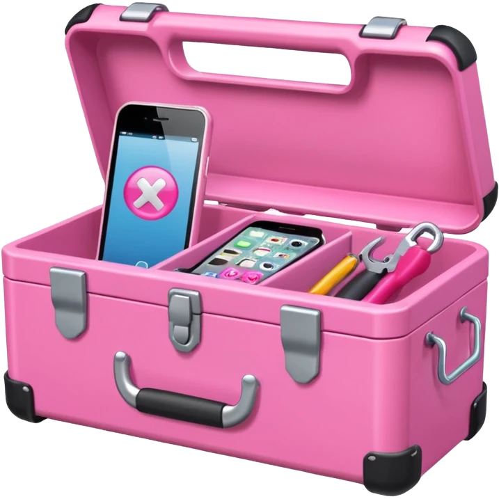 girly cellphone with a pink toolbox emoji