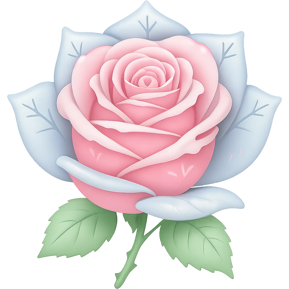 Make the ice rose pastel colored in the style of emoji, with no background. emoji