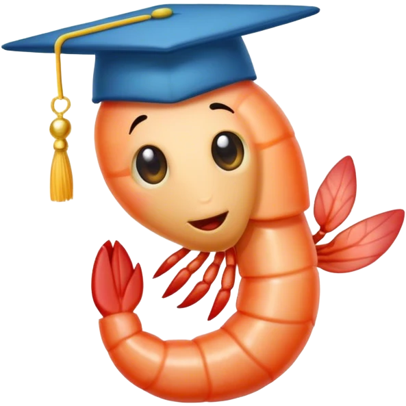 shrimp with phd hat emoji