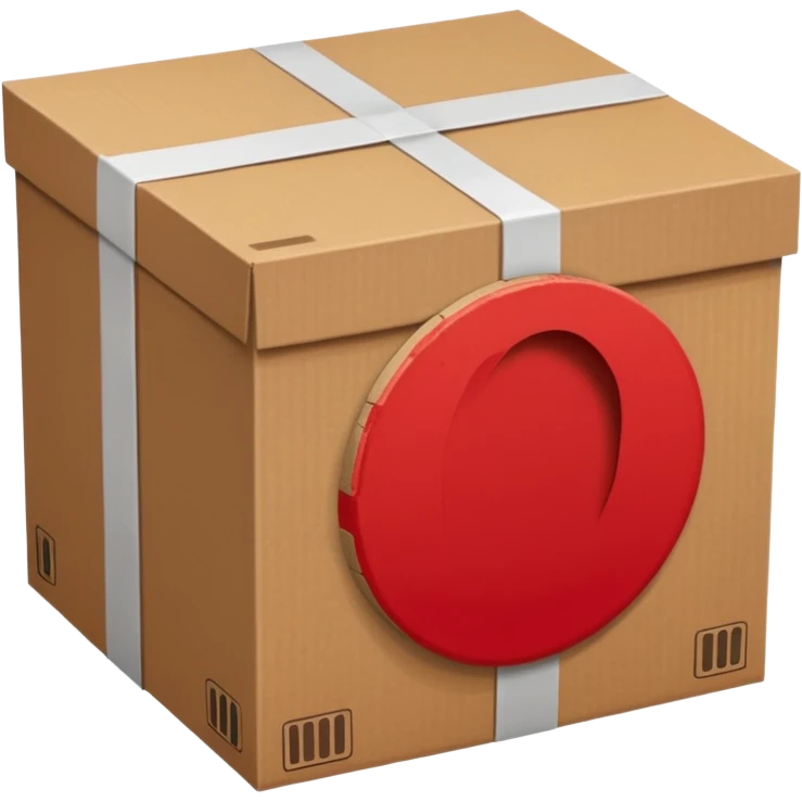 simbolo de prohibido y que esté tachando una caja de cartón de un paquete enviado emoji