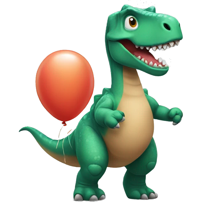 Dinosaur holding a ballon  emoji