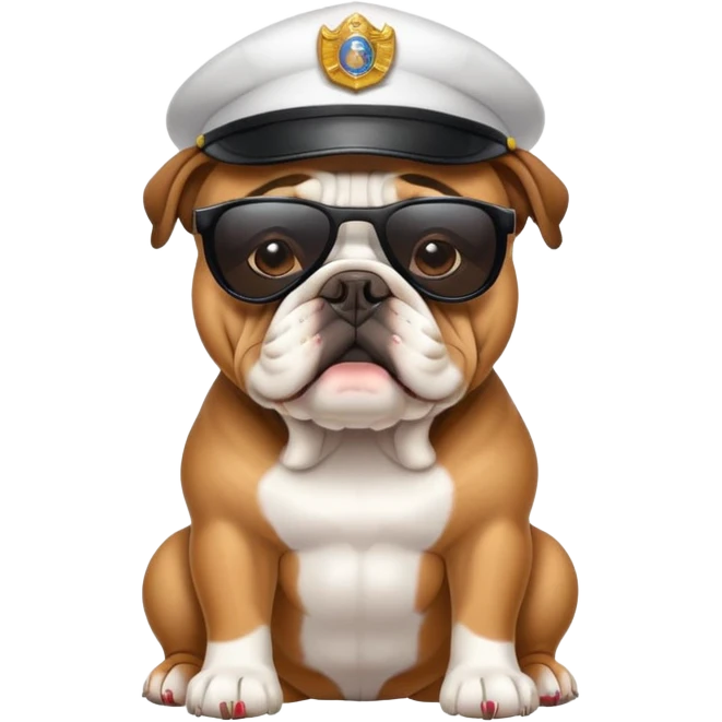 bulldog wearing sunglasses and security hat emoji