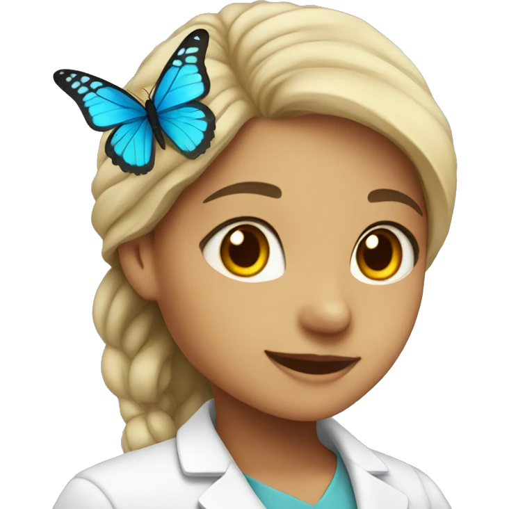 girl with lab coats with butterfly  emoji