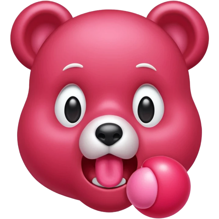 Gloomybear red bubblegum in mouth emoji