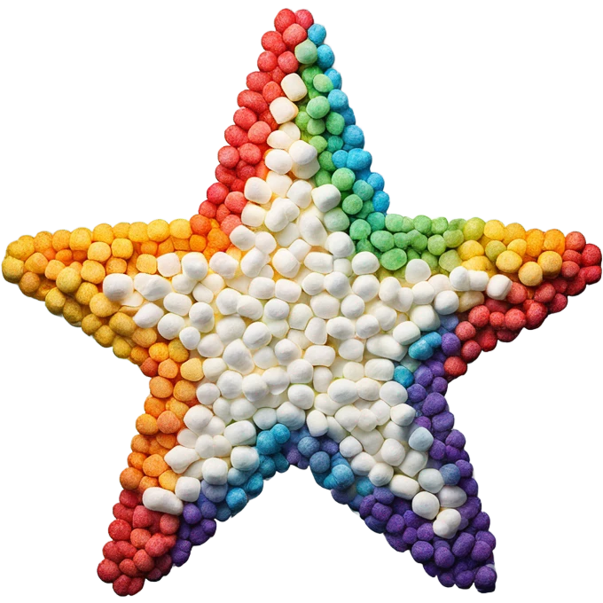 Shining rainbow star made of marshmallows emoji