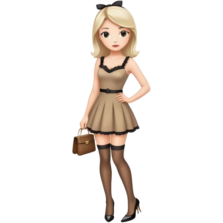 Girl in a cute stylish dress wearing stockings and high heels emoji